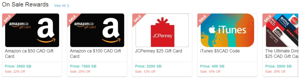 swagbucks points to redeem for gift cards