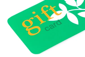 Green Gift card with white flower pattern