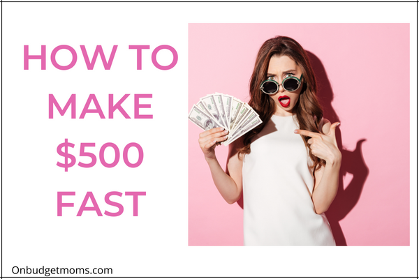 How to make $500 fast, photo of a shocked woman holding cash. 