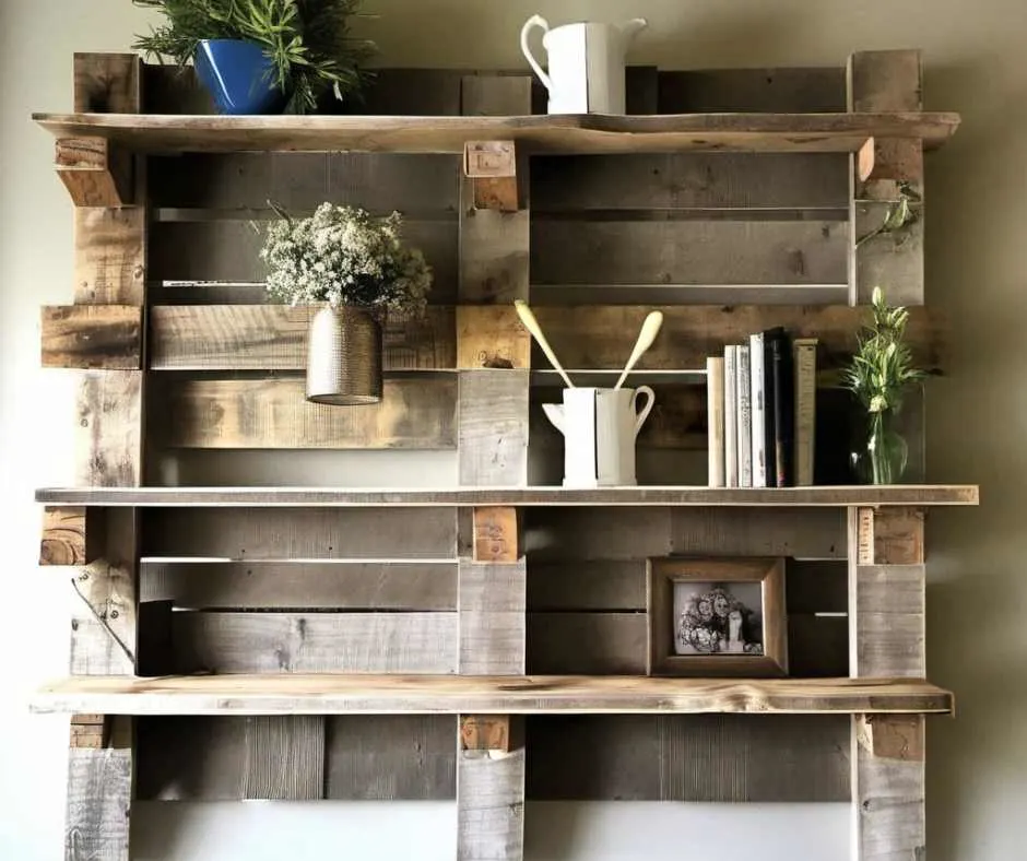 Pallet shelf rustic with photos