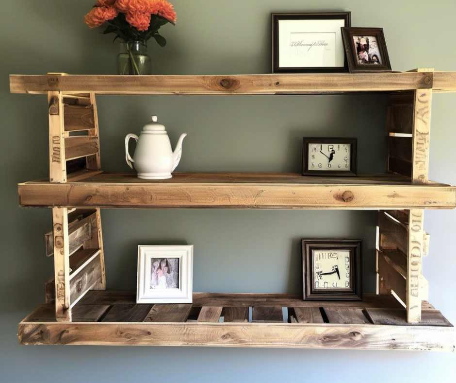 Pallet shelf rustic with photos