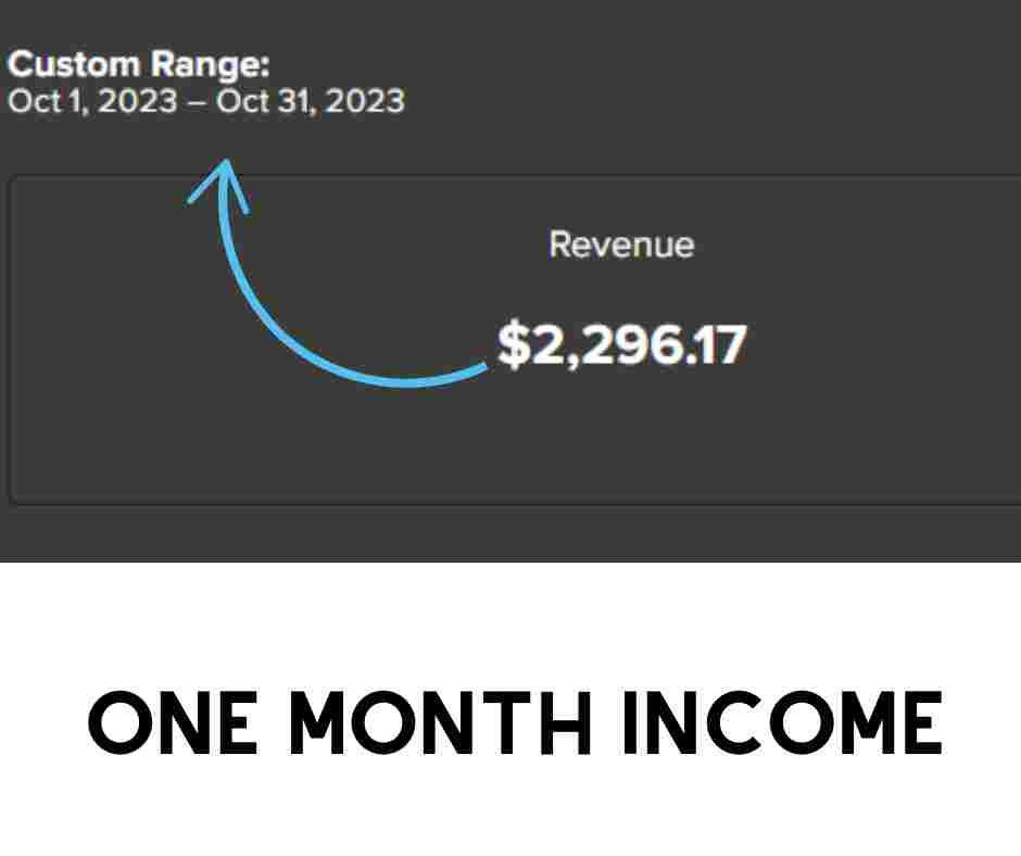 one month ad revenue showing $2,296