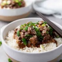 Mongolian beef on rice.