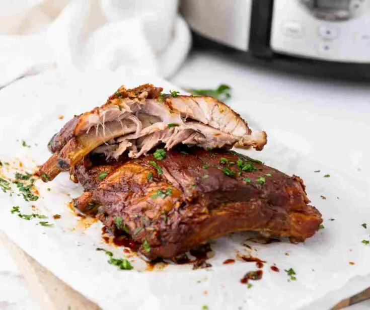 Spareribs cooked in the slow cooker.