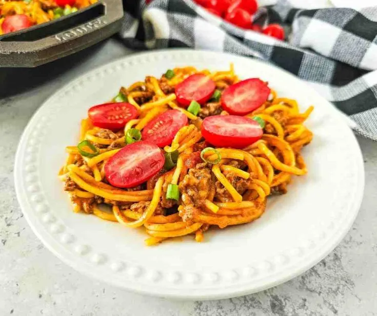 taco spaghetti on a plate.