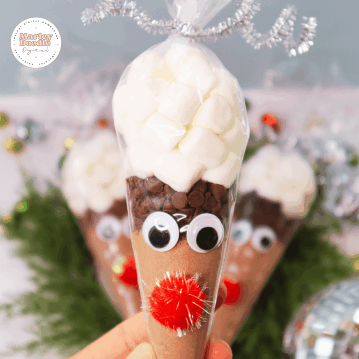 Image for DIY Reindeer Hot Chocolate Cones w/ Printable &ndash; Easy Christmas Gift